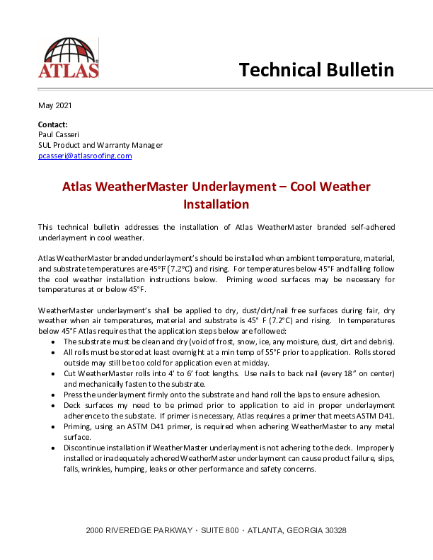 Cold Weather - WeatherMaster Installation